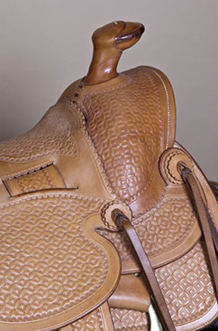 Horn Detail | Mark Eddington Hand Tooled Leather Saddles